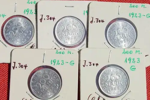 () Deutsches Reich. Drittes Reich. 5 x 200 Reichsmark 1923-G, Jaeger-Nr. 304