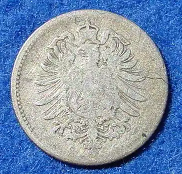 () Deutsches Reich 20 Pfennig 1875-G. Kaiserreich. Silbermuenze. J. 5, stark gebraucht