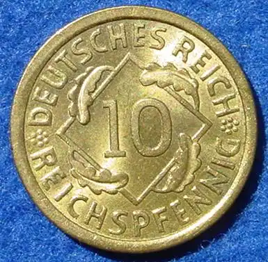 (1043925) Deutsches Reich 10 Pfennig 1936-A. Weimarer Republik. J.317, Super Zustand, oder ?
