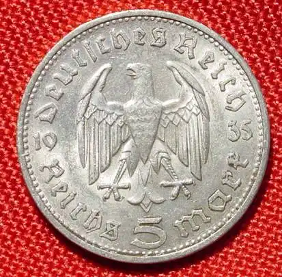 (1039641) Deutsches Reich. 5 Reichsmark 1935 G. Jaeger-Nr. 360. Silbermuenze 900-er Silber !