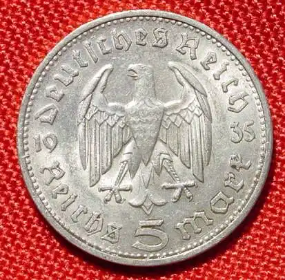 () Deutsches Reich. 5 Reichsmark 1935 G. Jaeger-Nr. 360. Silbermuenze 900-er Silber !