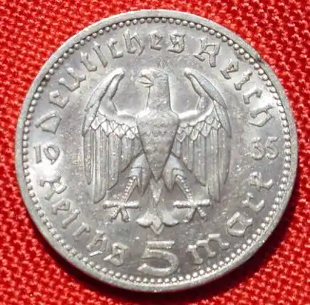 (1039644) Deutsches Reich. 5 Reichsmark 1935 J. Jaeger-Nr. 360. Silbermuenze 900-er Silber !