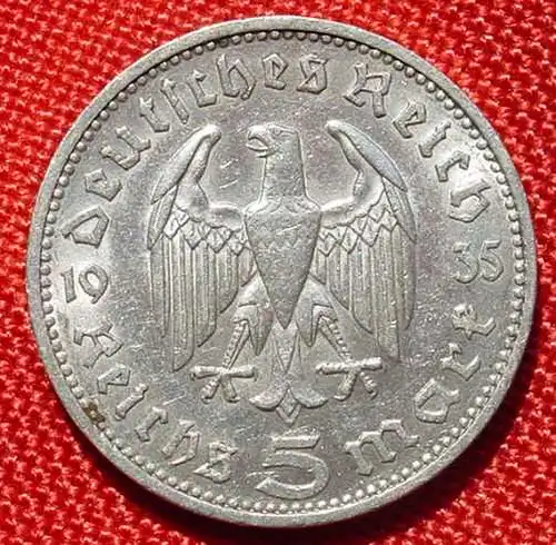 (1039645) Deutsches Reich. 5 Reichsmark 1935 J. Jaeger-Nr. 360. Silbermuenze 900-er Silber !