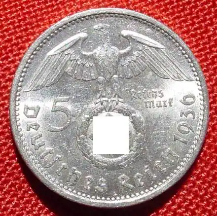 (1039658) Deutsches Reich. 5 Reichsmark 1936 A. Jaeger-Nr. 367. Silbermuenze 900-er Silber ! TOP Zustand