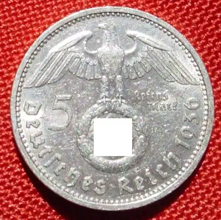 (1039661) Deutsches Reich. 5 Reichsmark 1936 D. Jaeger-Nr. 367. Silbermuenze 900-er Silber ! TOP Zustand