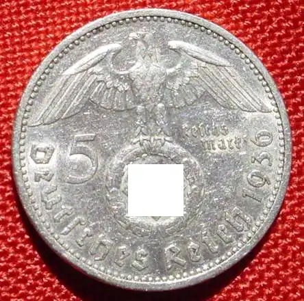 (1039664) Deutsches Reich. 5 Reichsmark 1936 G. Jaeger-Nr. 367. Silbermuenze 900-er Silber !