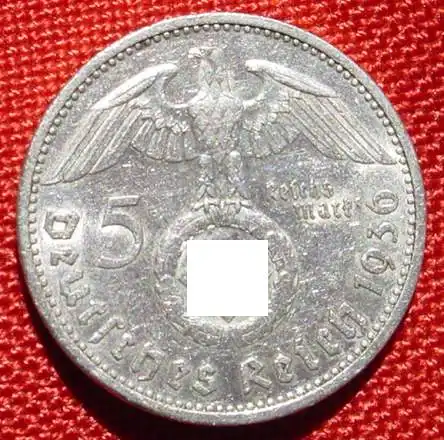 () Deutsches Reich. 5 Reichsmark 1936 G. Jaeger-Nr. 367. Silbermuenze 900-er Silber !