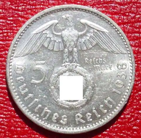 (1039674) Deutsches Reich. 5 Reichsmark 1938 A. Jaeger-Nr. 367. Silbermuenze 900-er Silber ! TOP Zustand