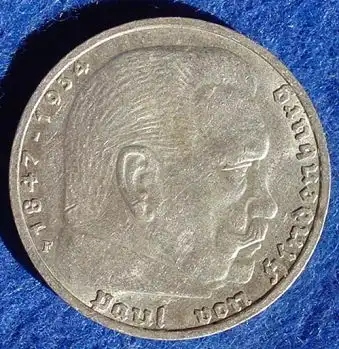 (1039696) Deutsches Reich. 5 Reichsmark 1939 F. Jaeger-Nr. 367. Silbermuenze 900-er Silber !