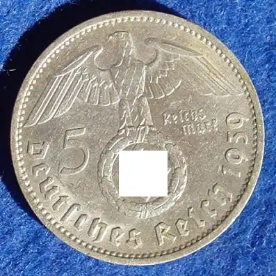 (1039697) Deutsches Reich. 5 Reichsmark 1939 F. Jaeger-Nr. 367. Silbermuenze 900-er Silber !