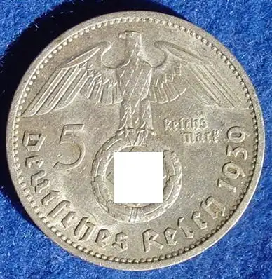 () Deutsches Reich. 5 Reichsmark 1939 F. Jaeger-Nr. 367. Silbermuenze 900-er Silber !