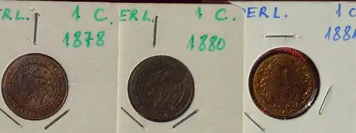 () 11 Muenzen Niederlande. 1 Cent ab 1878 bis 1942