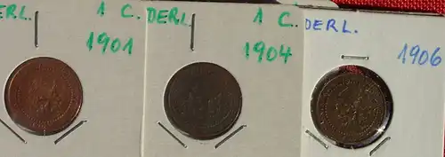 () 11 Muenzen Niederlande. 1 Cent ab 1878 bis 1942