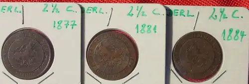 (1039715) 7 Muenzen Niederlande. 2,5 Cents. 1877, 1881, 1884, 1886, 1903, 1904, 1918