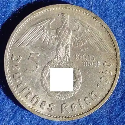 () Deutsches Reich. 5 Reichsmark 1939 B. Jaeger-Nr. 367. Silbermuenze 900-er Silber !