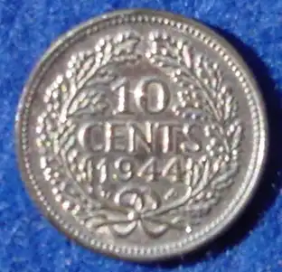 (1039757) Muenze Niederlande. 10 Cents 1944. Sehr gute Erhaltung