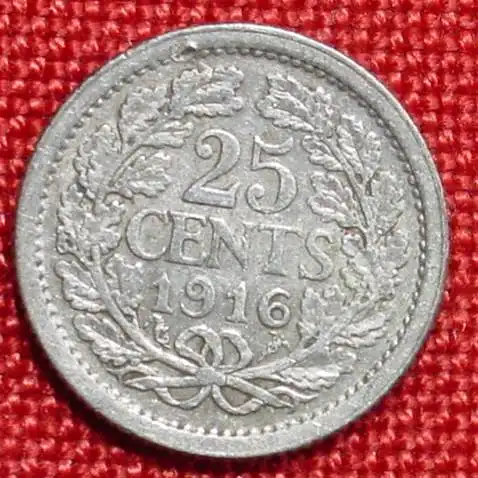 () Muenze Niederlande. 25 Cents 1916