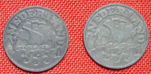 () 2 Muenzen. 25 Cents 1941 und 1942. Niederlande