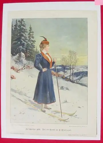 Kunstblatt "Skifahrerin" von 1902 (1031090)