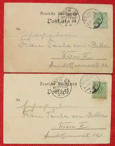 2 x Ansichtskarten. Motiv : Wartburg / Thüringen. Sehr schöne Künstlerzeichnungen. Beschrieben u. postal. gelaufen mit Marke u. Stempel v. 1898. Borchert. C. Jander, Berlin. (intern -99817)