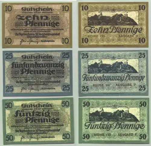 Dipoldiswalde, 3 x Gutschein, bis 1918 (1028456) Notgeld