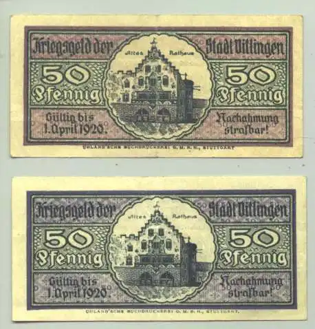 78050 Villingen 2 x Notgeld 1918 ()