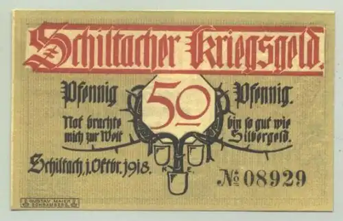 77761 Schiltach Kriegsgeld 50 Pf. 1918 (1028576) Notgeld
