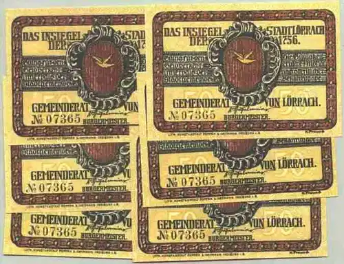 Loerrach Notgeld 6 x 50 Pfennig um 1921 (1028584)