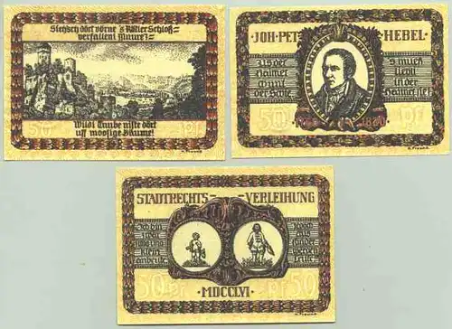 Loerrach Notgeld 6 x 50 Pfennig um 1921 ()