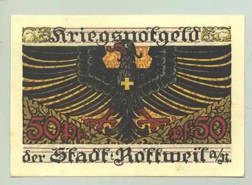 79540 Rottweil Kriegsnotgeld 50 Pf. 1918 (1028585) Notgeld