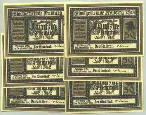 Freiburg i. B. Notgeld 6 x 50 Pf. 1921 ()