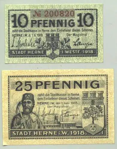 Herne Notgeld 2 x 1918 ()