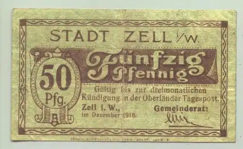 79669 Zell i. W. Notgeld 50 Pfennig 1918 (1028592)