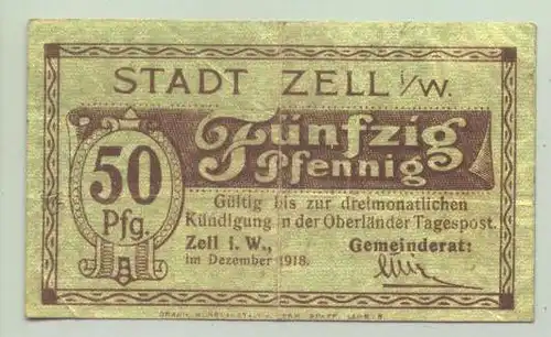 79669 Zell i. W. Notgeld 50 Pfennig 1918 ()