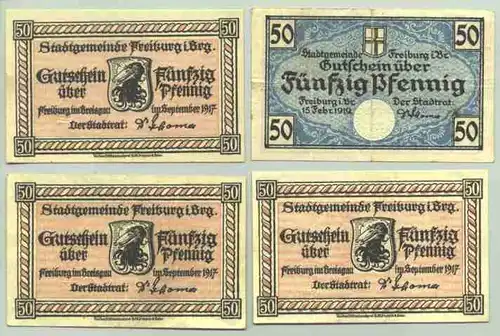 79098 Freiburg i. Br. Notgeld 4 x 1917-1919 (1028593)