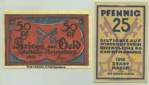 93047 Regensburg. Notgeld 2 versch. v. 1918 (1028605)