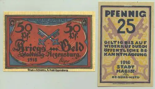 93047 Regensburg. Notgeld 2 versch. v. 1918 ()