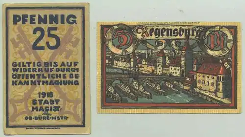 93047 Regensburg. Notgeld 2 versch. v. 1918 ()