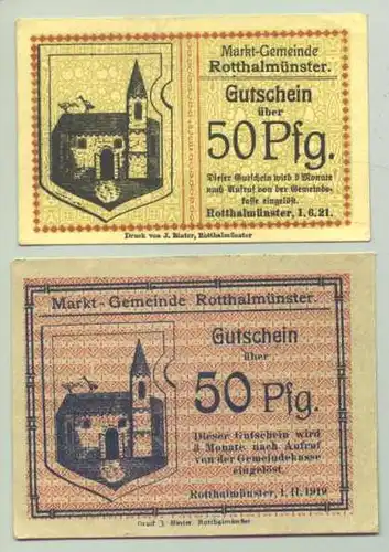 Rotthalmuenster. Notgeld 2 x 50 Pfg. 1919/ 21 (1028608)