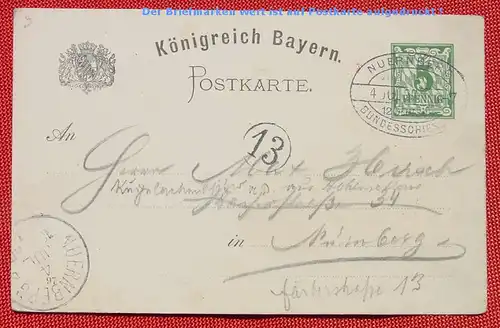 () XII. Bundesschiessen Nürnberg. Ansichtskarte von 1897, PK mit aufgedrucktem Wert, siehe bitte Bilder