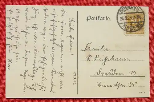 () Postkarte. Freimaurerinstitut Dresden Striesen, Realschule Lehr- und Erziehungsanstalten für Knaben. Stempel 1923,