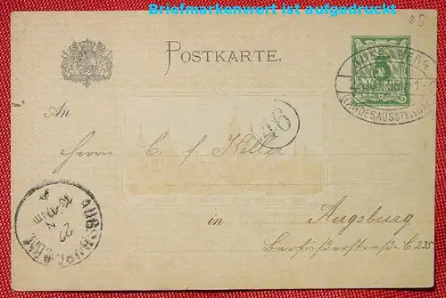 (1047708) PK mit aufgedrucktem Wert. Nürnberg Landesausstellung 1896, Sonderstempel, beschrieben, siehe bitte Bilder