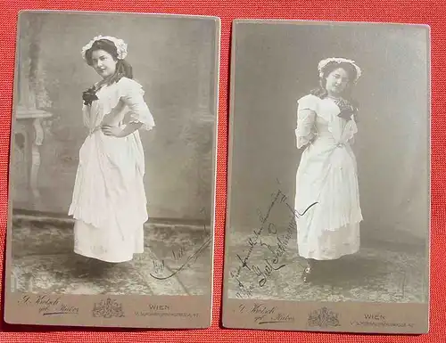 () Zwei Originalfotos auf Karton "Gretl Sathinovich" Wien, Theater, 1910, siehe bitte Beschreibung u. Bilder