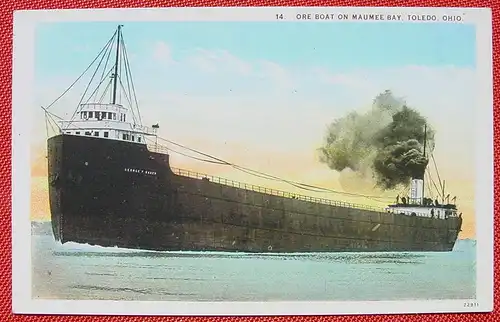 () Postkarte ORE BOAT ON MAUMEE BAY, TOLEDO, OHIO, siehe bitte Bilder