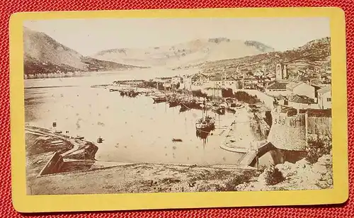 () Hafenanlage, Bucht von Kotor (Cattaro), seltene Fotografie auf Karton, um 1860-1880 ?, Format ca. 10,5 x 6,5 cm. Siehe bitte Bilder