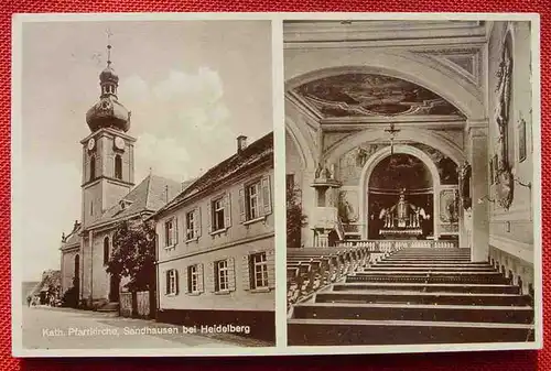 (1047833) AK Sandhausen bei Heidelberg, kath. Pfarrkirche, Verlag Presse-Bilder-Zentrale, D 97, Georg Poppe, Oppeln