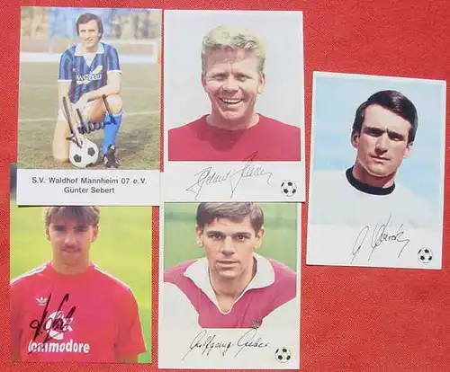 (1047721) Fußball Autogrammkarten, 5 Stück, Postkartenformat, Fa. Knorr Suppen u.a., siehe bitte Bilder