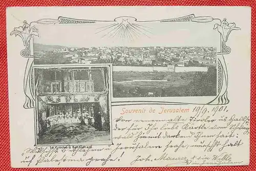 (1047729) Souvenir de Jerusalem. 1901. Stempel Jerusalem, Marke gelöst. Siehe bitte Bilder
