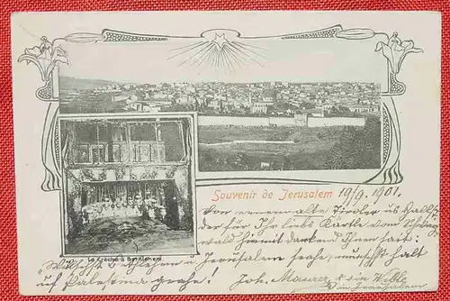 () Souvenir de Jerusalem. 1901. Stempel Jerusalem, Marke gelöst. Siehe bitte Bilder