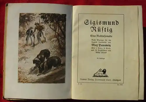 () "Sigismund Ruestig". Eine Robinsonade. Marryat. Jugendbuch. Loewes-Verlag, Stuttgart